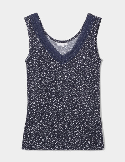 Haut de pyjama débardeur bleu marine femme