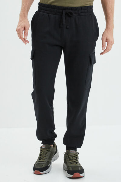 Pantalon jogging poches latérales noir homme