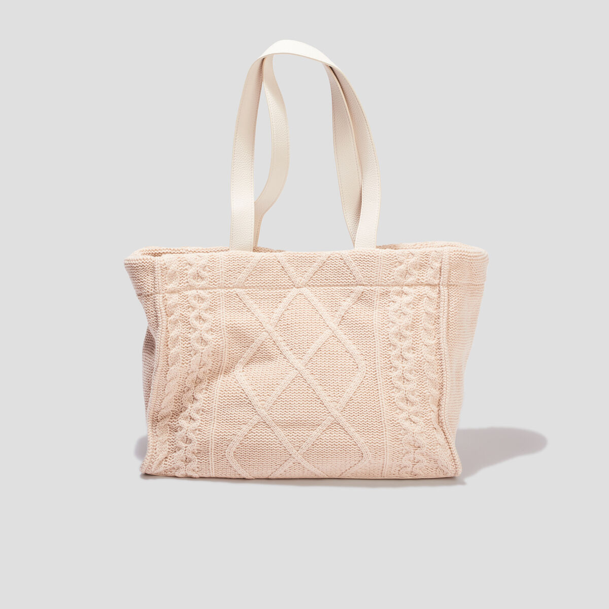 Sac shopper aspect tricoté sable femme