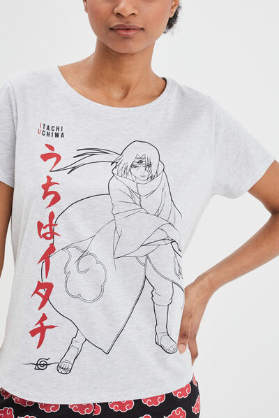 Ensemble pyjama short 2 pièces Naruto gris clair femme