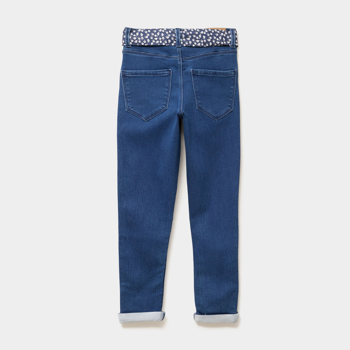 Jean skinny ceinture foulard bleu foncé fille