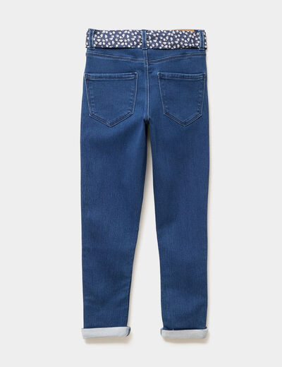 Jean skinny ceinture foulard bleu foncé fille