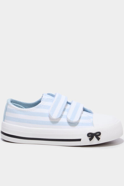 Tennis &agrave; scratchs en toile bout renforc&eacute; bleu fille