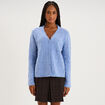 Gilet cardigan ajour&eacute; manches longues bleu ciel femme