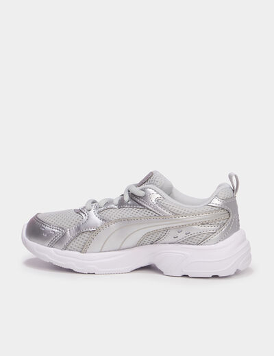 Baskets running &agrave; lacets Puma Milenio gris argent fille