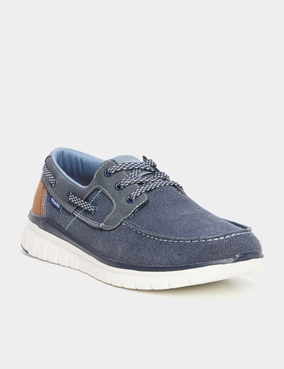 Chaussures bateau en jean bleu homme