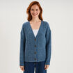 Gilet ajust&eacute; col en V avec torsades bleu femme