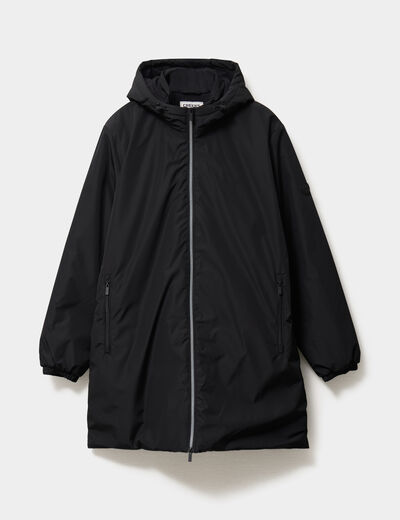 Parka d&eacute;perlante doubl&eacute;e &agrave; capuche noir homme