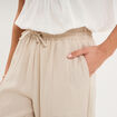 Pantalon fluide carotte &eacute;lastiqu&eacute;e beige femme