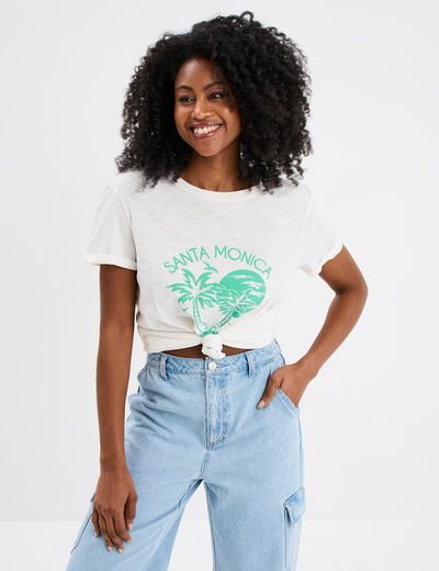 T-shirt manches courtes coton blanc femme