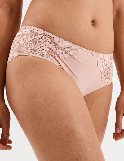 Shorty avec dentelle rose clair femme