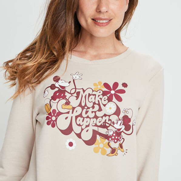 sweat a col rond mickey sable femme Sweat à col rond Mickey sable femme