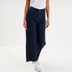 Jeans flare 7/8&egrave;me taille haute coton denim brut femme