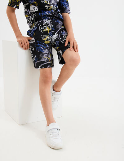 Short de jogging regular noir garçon