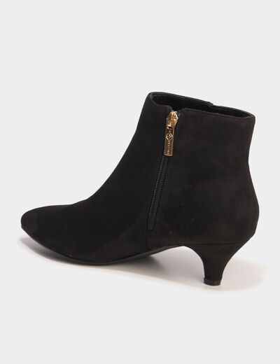 Boots effet su&eacute;dine kitten heels 2 cm noir femme