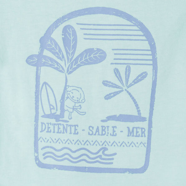t shirt a manches courtes en coton vert turquoise bebeg T-shirt à manches courtes en coton vert turquoise bébé garçon