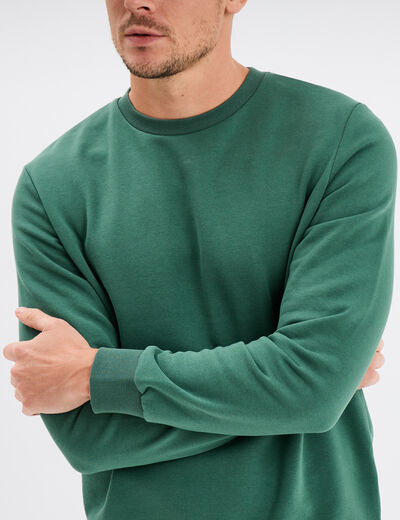 Sweat molleton col rond vert menthe homme
