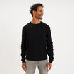 Pull en maille textur&eacute;e col rond noir homme