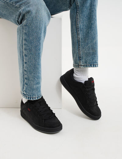 Tennis à lacets bout rond noir homme