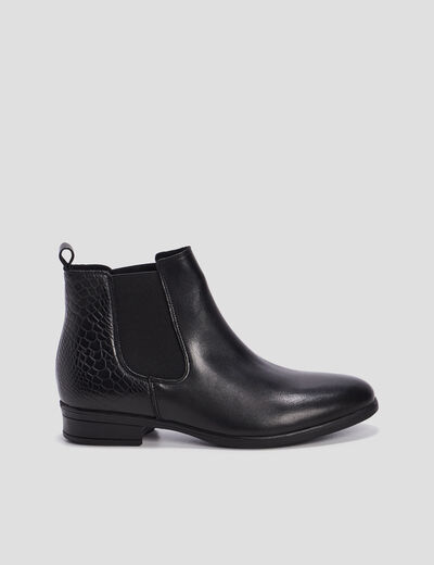 Bottines chelsea plates en cuir noir femme