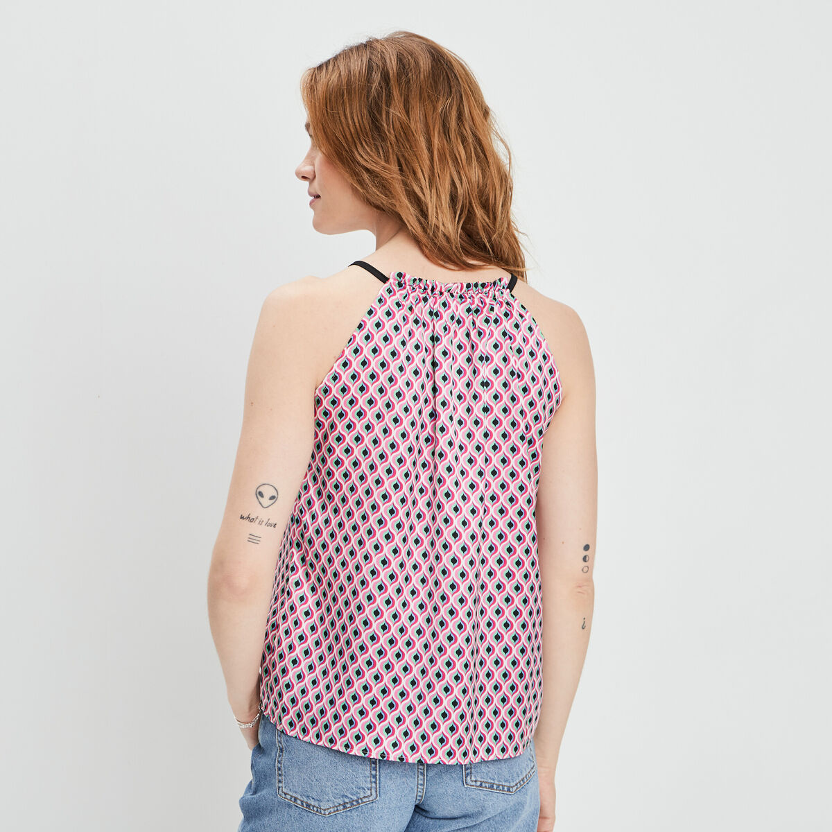 Blouse sans manches rose fushia femme