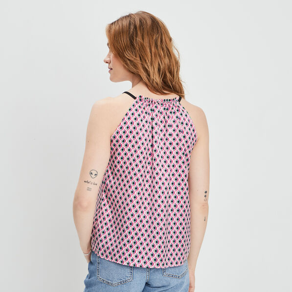 Blouse sans manches rose fushia femme