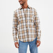 Chemise droite manches retroussées beige homme