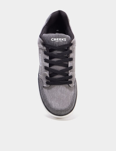 Tennis basses en toile &agrave; lacets gris clair homme