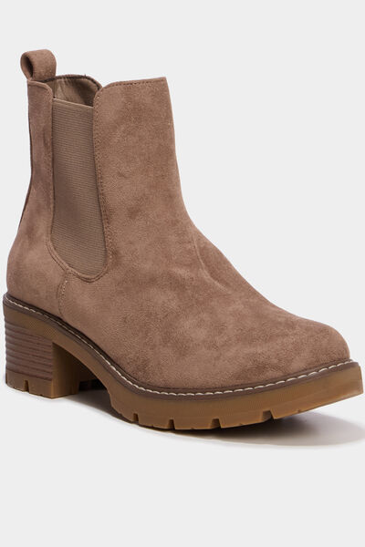 Boots chelsea &agrave; talons taupe femme
