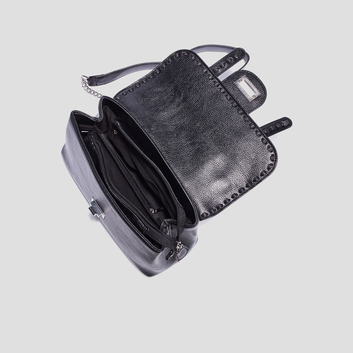 Sac à bandoulière avec chaînes noir femme