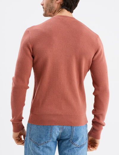 Pull avec col rond à relief vieux rose homme
