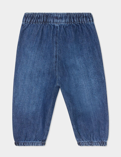 Jeans bas élastiqué coton bleu foncé bébé fille