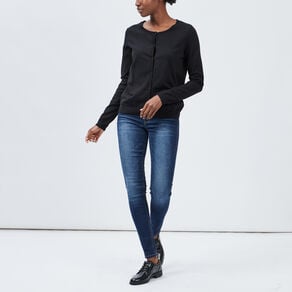 gilet manches longues boutonne col rond noir femme Gilet manches longues boutonné col rond noir femme