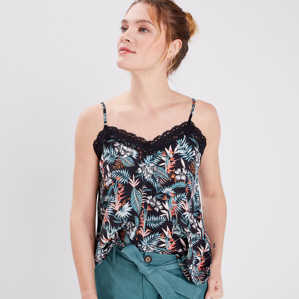 Caraco bretelles fines noir femme