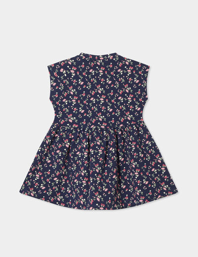 Robe patineuse manches courtes bleu marine bébé fille