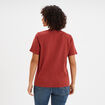 T-shirt col rond manches courtes coton rouge foncé femme