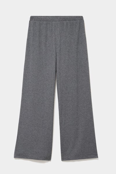 Bas de pyjama large c&ocirc;tel&eacute; long gris fonc&eacute; femme