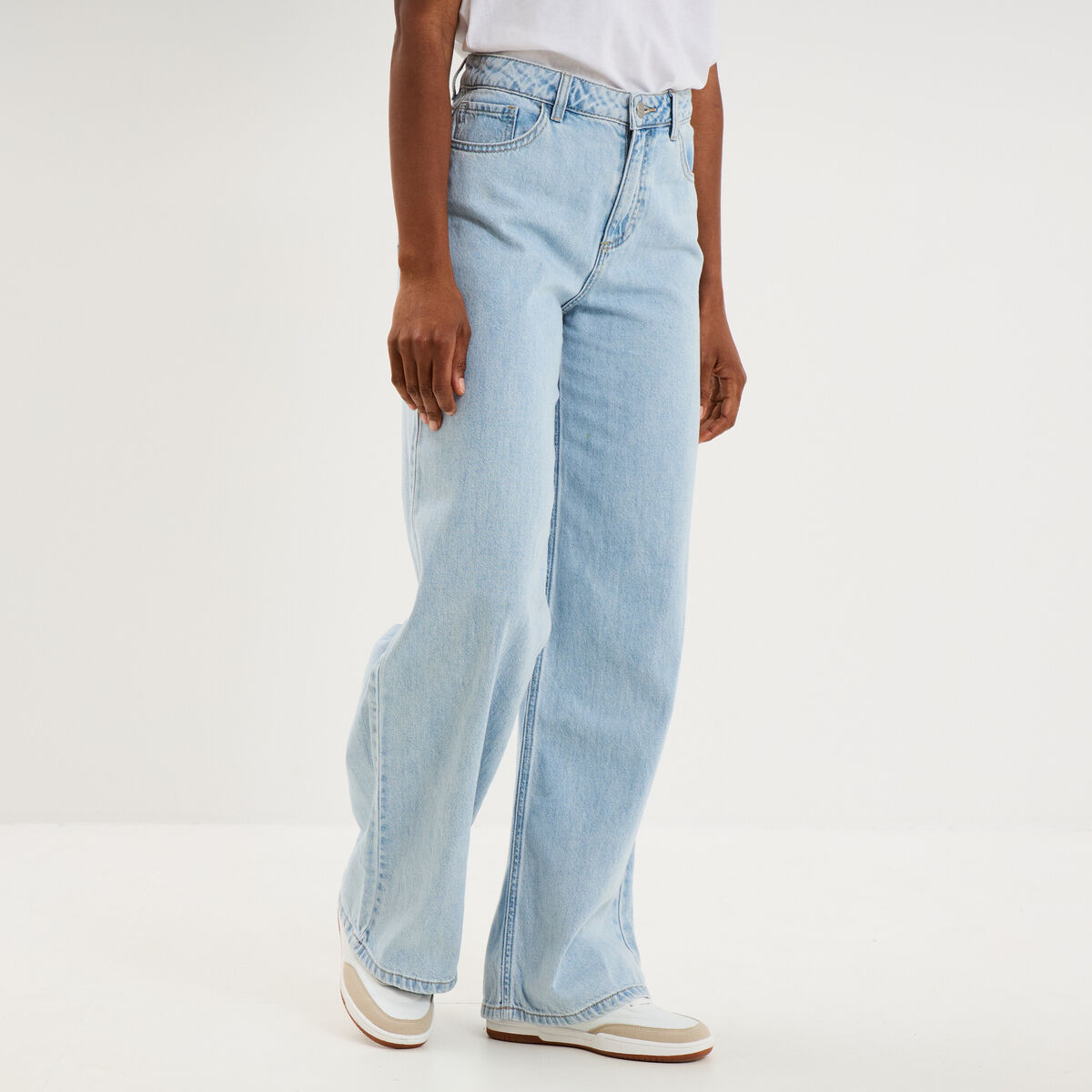 Jeans extra wide leg taille haute denim triple stone femme