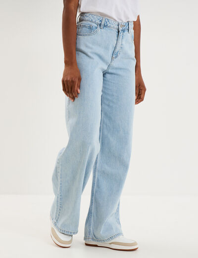Jeans extra wide leg taille haute denim triple stone femme