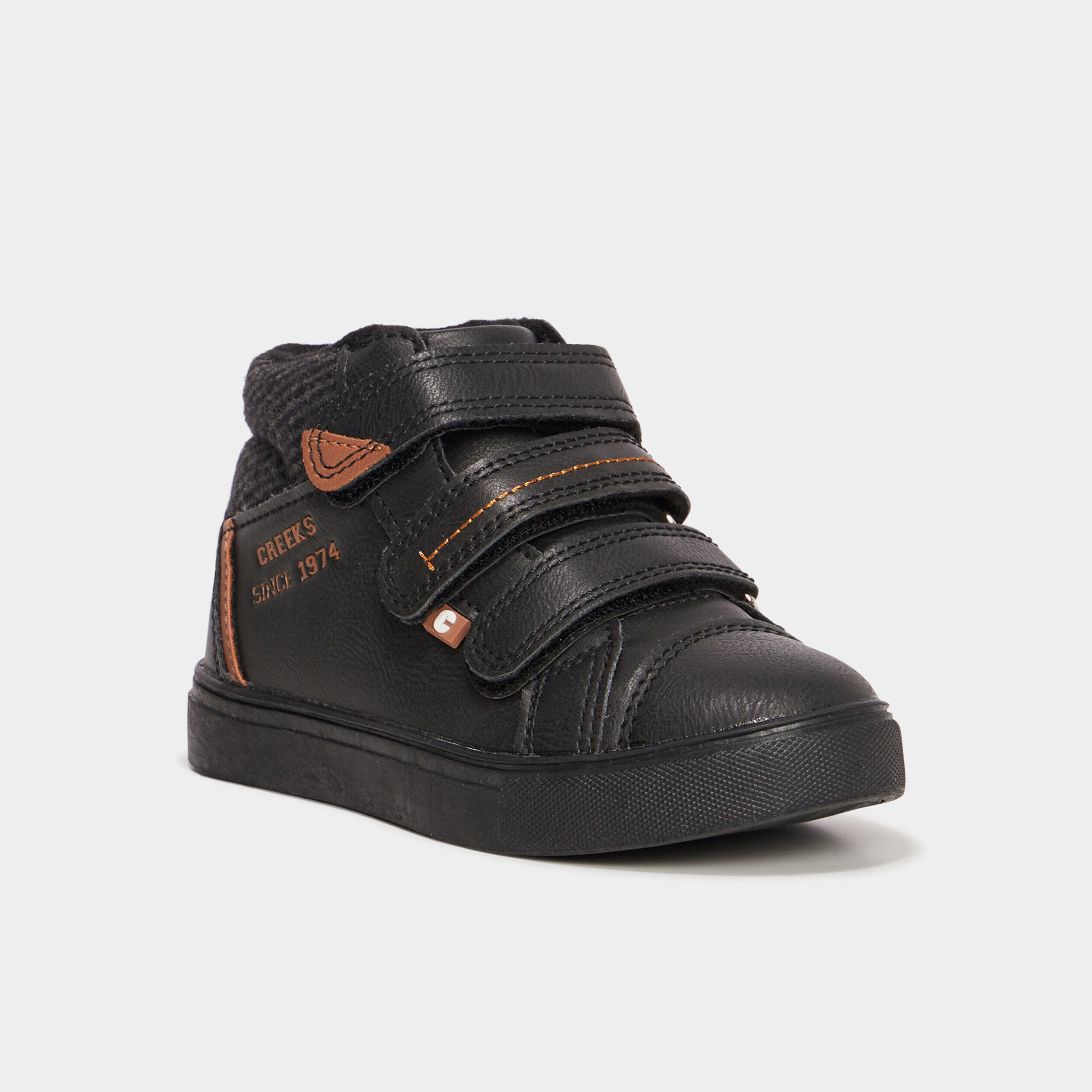 Baskets montantes à scratchs noir garçon CREEKS
