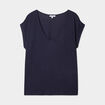 T-shirt manches courtes lin mélangé bleu foncé femme