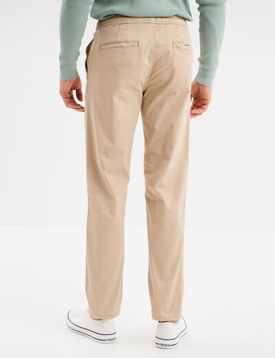Pantalon chino regular taille élastiquée beige homme