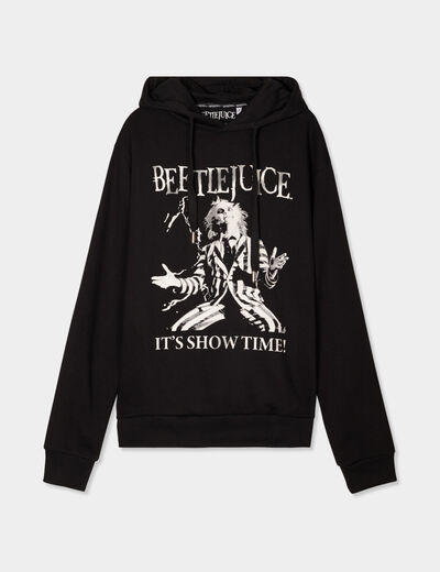 Sweat à capuche hoodie coton Beetlejuice noir homme