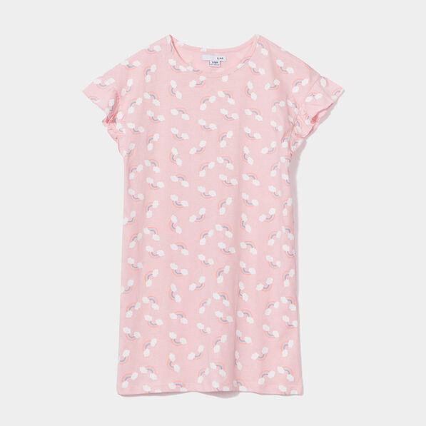 chemise de nuit manches courtes coton rose fille Chemise de nuit manches courtes coton rose fille