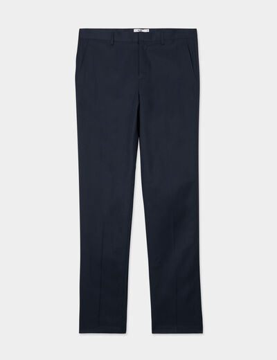 Pantalon droit avec pinces bleu marine homme