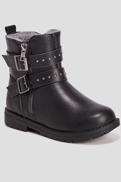 Bottines avec brides et clous noir fille