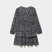Robe courte patineuse &agrave; volants smock&eacute;e noir fille
