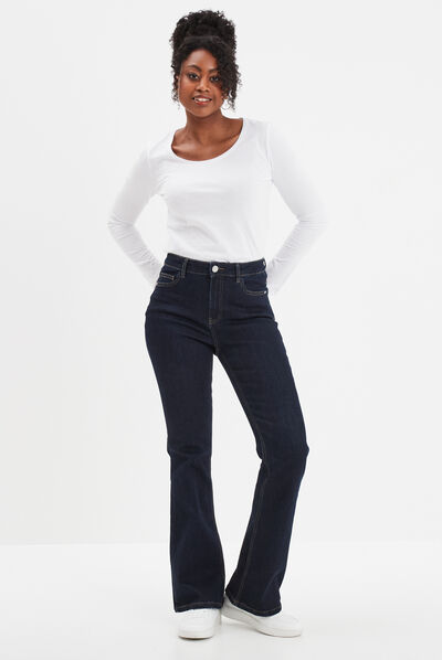 T-shirt coton manches longues blanc femme
