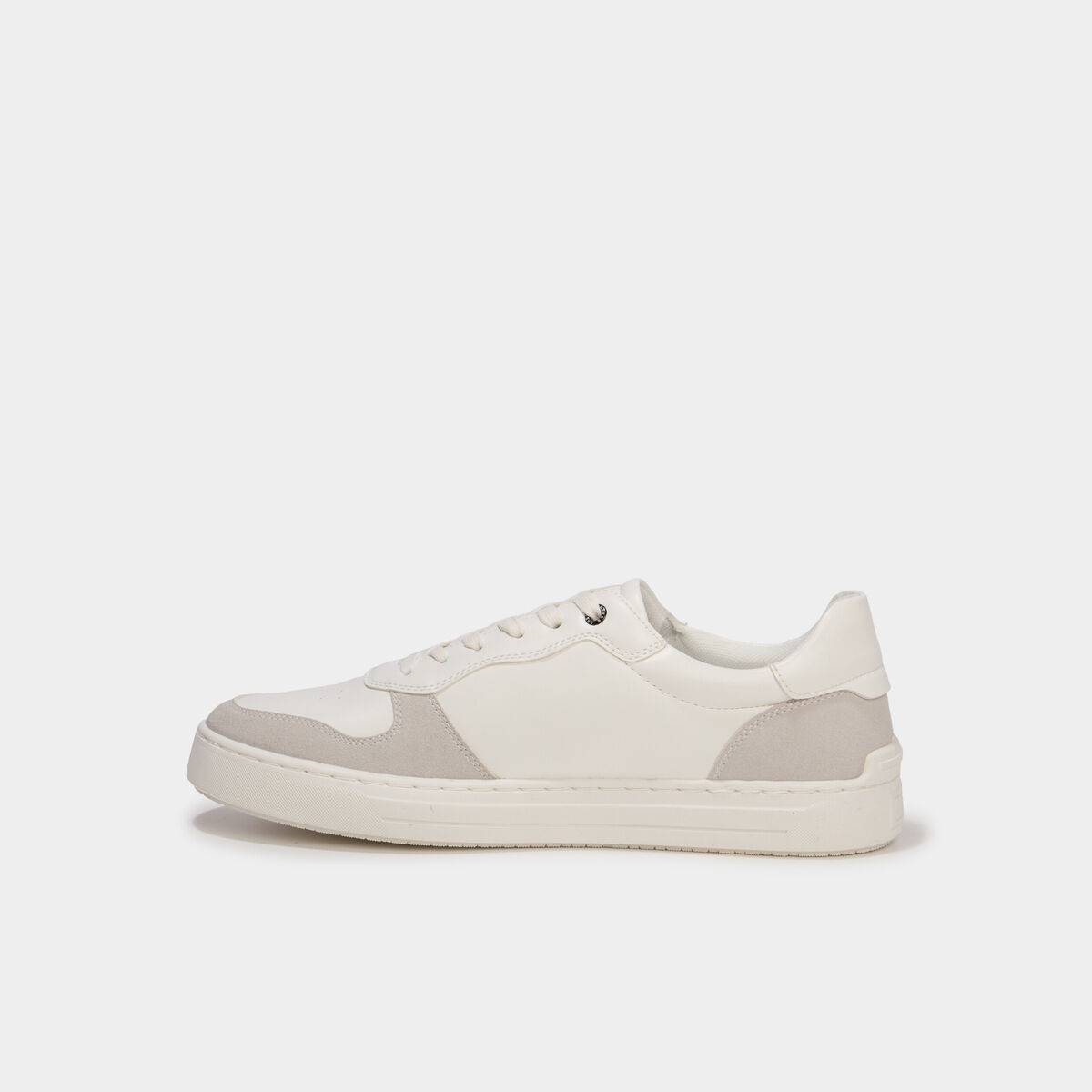 Baskets &agrave; lacets bi-mati&egrave;res blanc homme