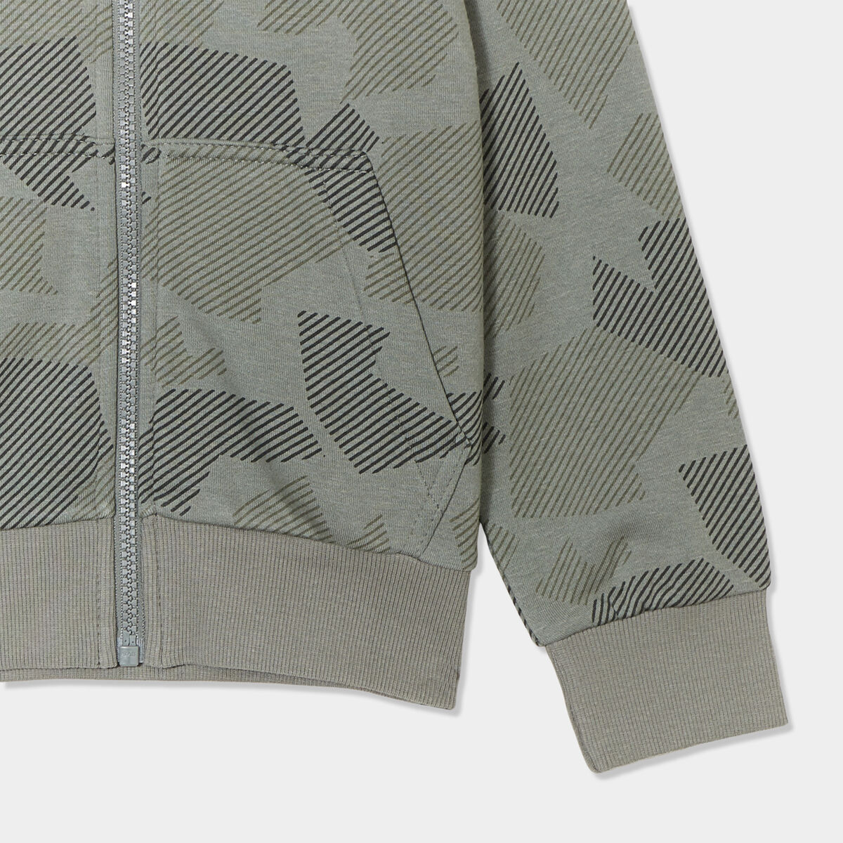 Sweat à capuche zippé vert kaki garçon